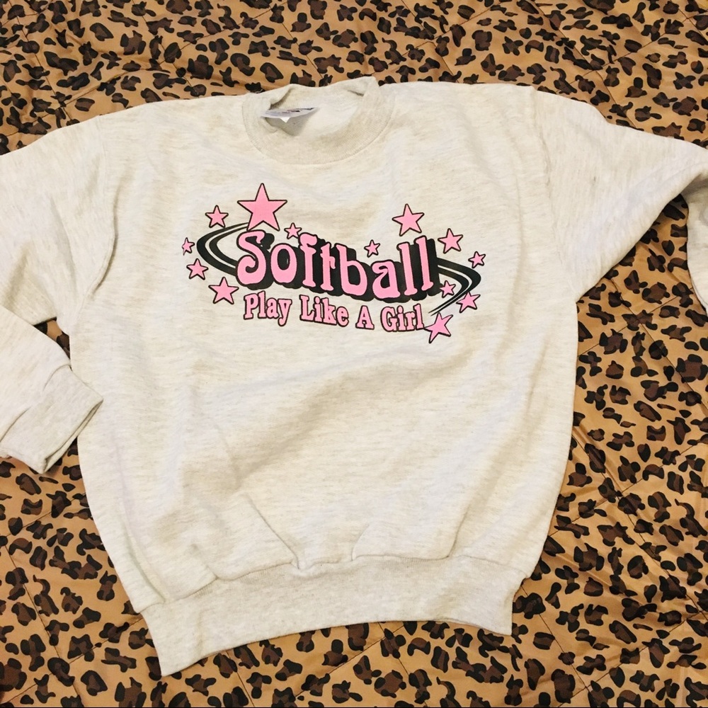 NWOT Softball  ash grey jerzees brand sweatshirt